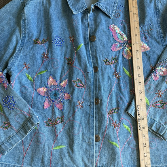 Tantrums Vintage Embellished Denim Jacket Women’s Medium – Sequin & Beaded - Picture 7 of 9